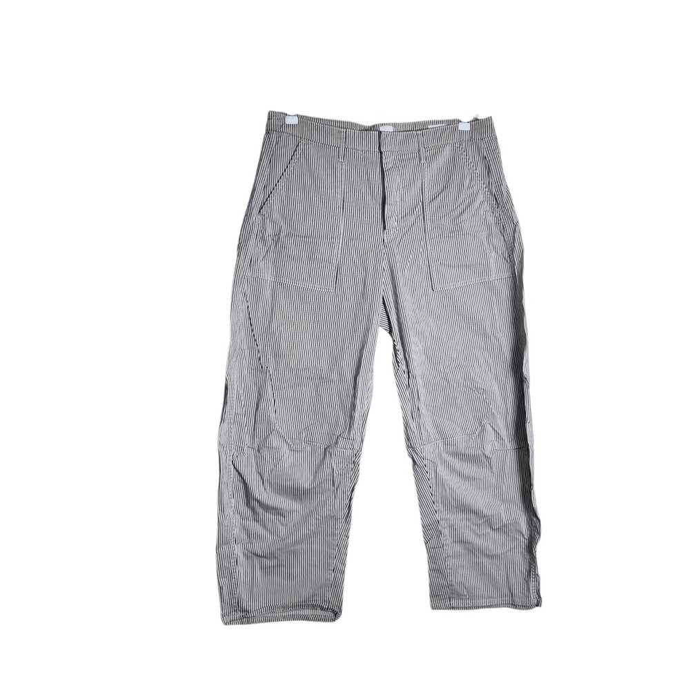 Gap Women Blue White Hickory Stripe High Rise Barrel Leg Utility Pants Size 14
